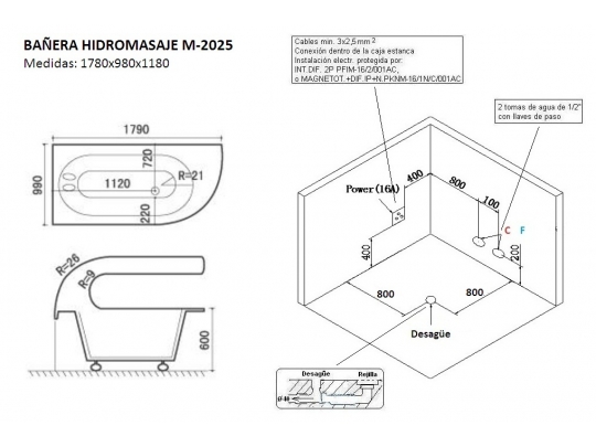 BAÑERA HIDROMASAJE M-2025 1